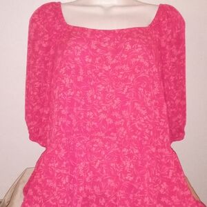 Floral Pink Women's Top Plus Size 1 X